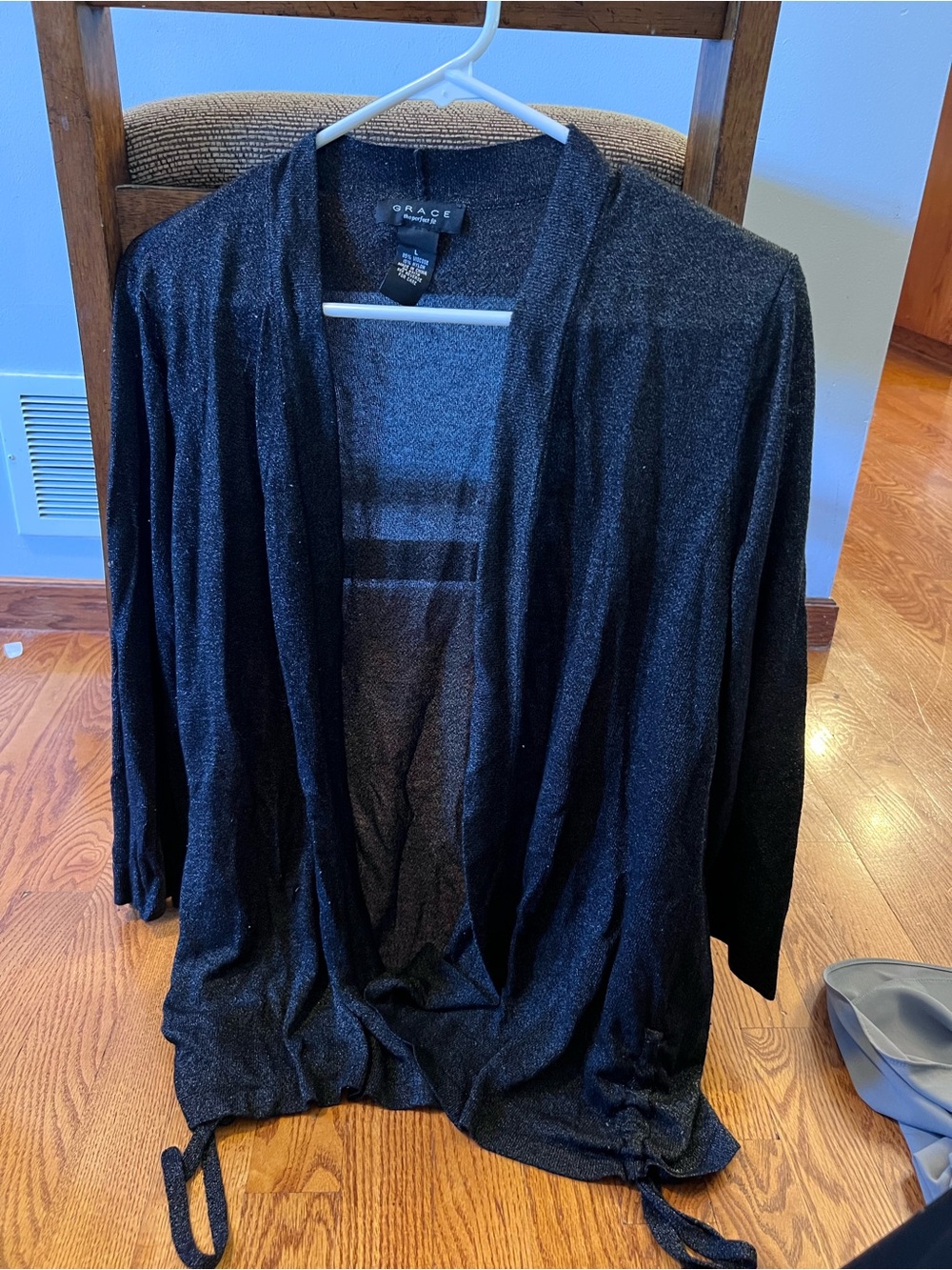 Grace Black Shimmery Open-Front Women’s Cardigan